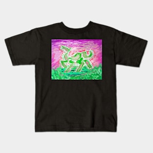 Abstract Horse Acrylic Painting - Watermelon Variant Kids T-Shirt